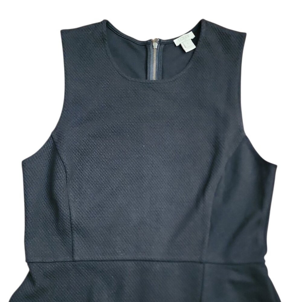 J Crew Dress‎ Womens Size 8 Solid Black Textured LBD Classic Sleeveless Stretch - Picture 2 of 8